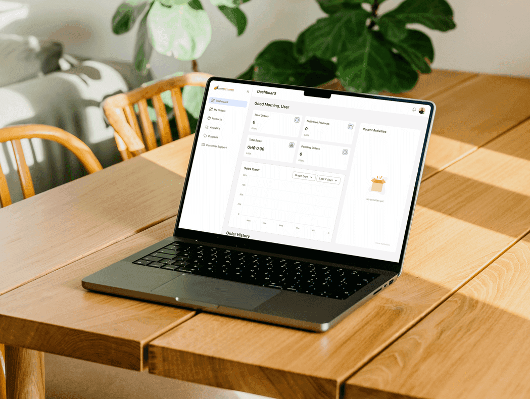 A laptop on a desk running the IMS merchant hub